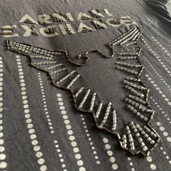 Armani Exchange:  grey logo beaded t-shirt - Picture 3 of 3
